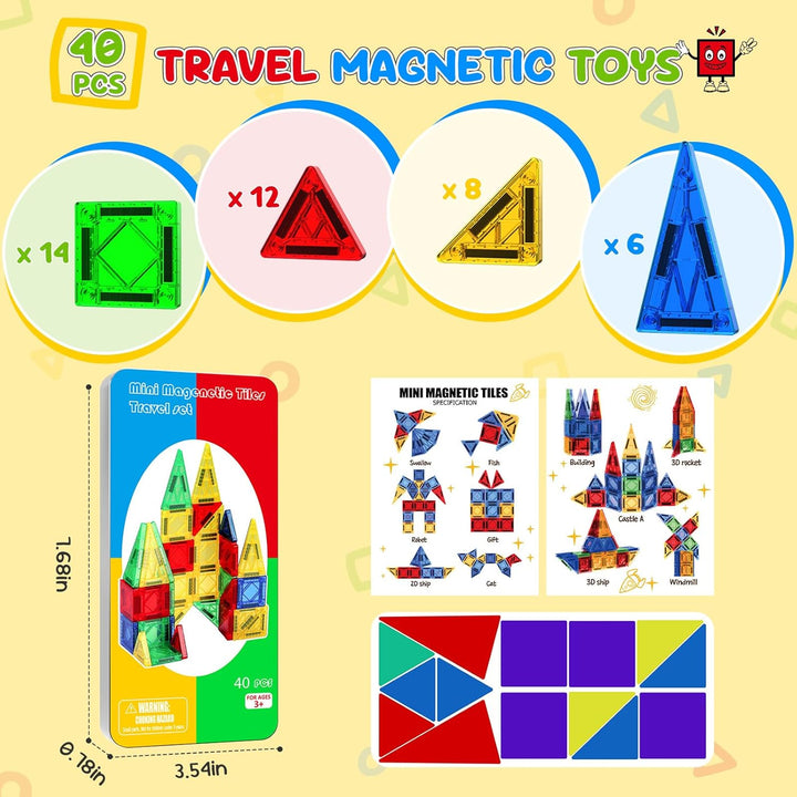 Mini Fichas Magnéticas, 40 Piezas de Fichas Magnéticas de Viaje con...