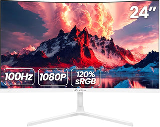 CRUA Monitor curvo FHD de 100 Hz de 24 pulgadas, 120% sRGB, HDMI\/V...