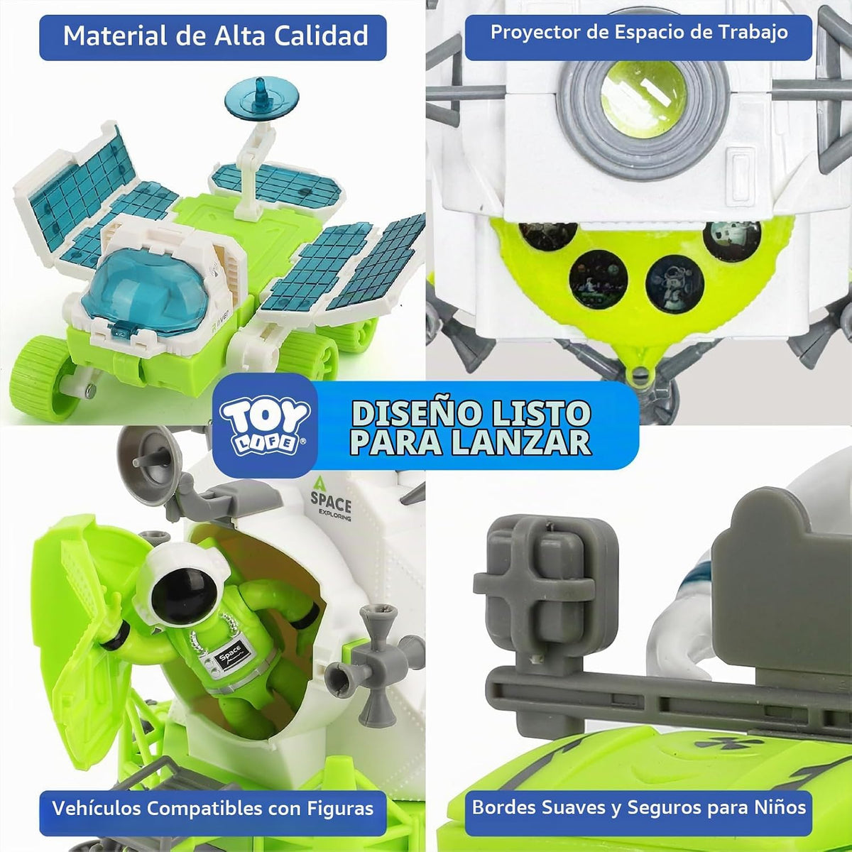 TOY Life Juguete espacial lunar para niños de 3 a 5 años, juguete de cohete con juguetes de astronauta, juego de cohetes de aventura espacial, juguetes de nave espacial para niños, juguetes de cohetes