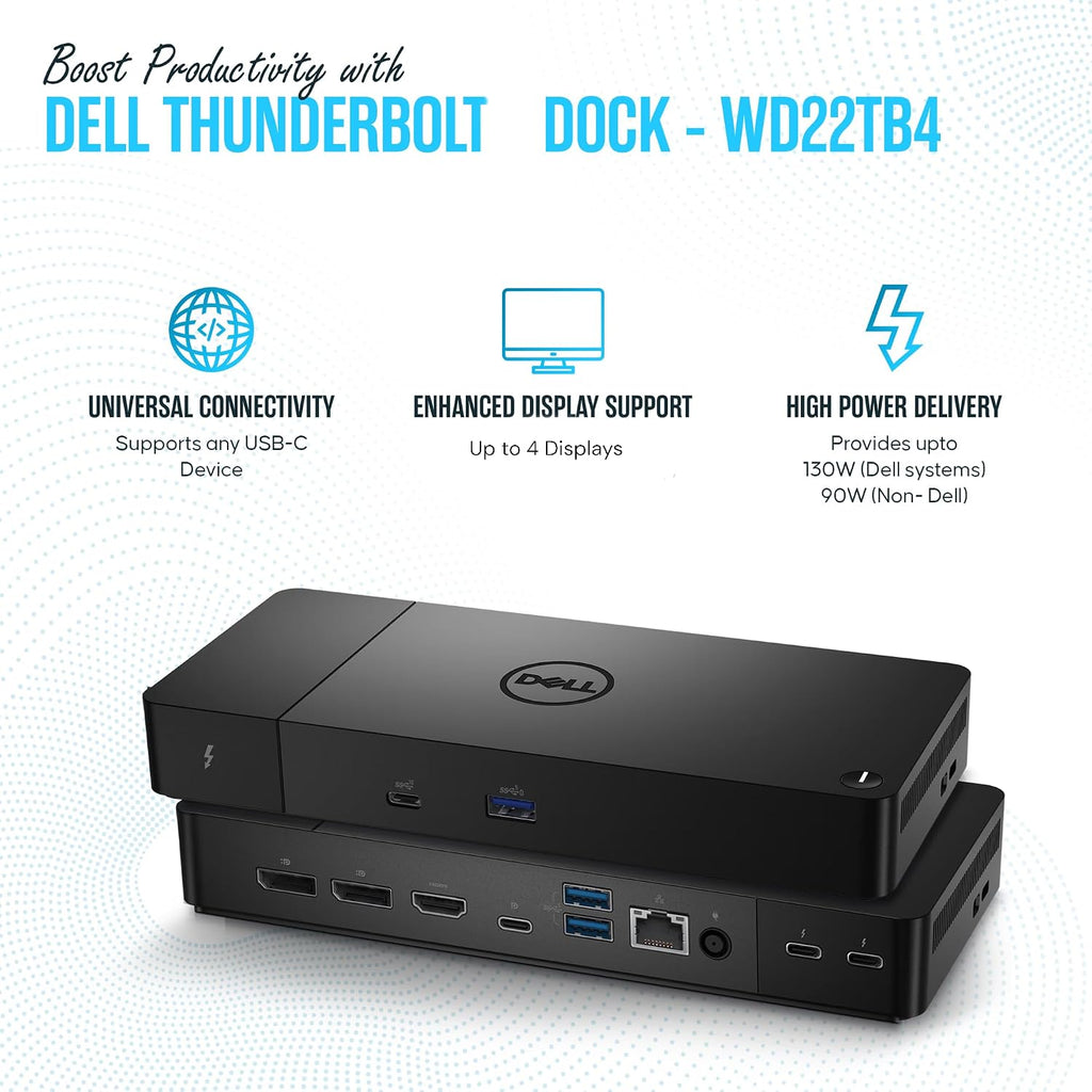 WD22TB4 Dell Thunderbolt 4 Dock, estación de acoplamiento de 40 Gbps USB-C