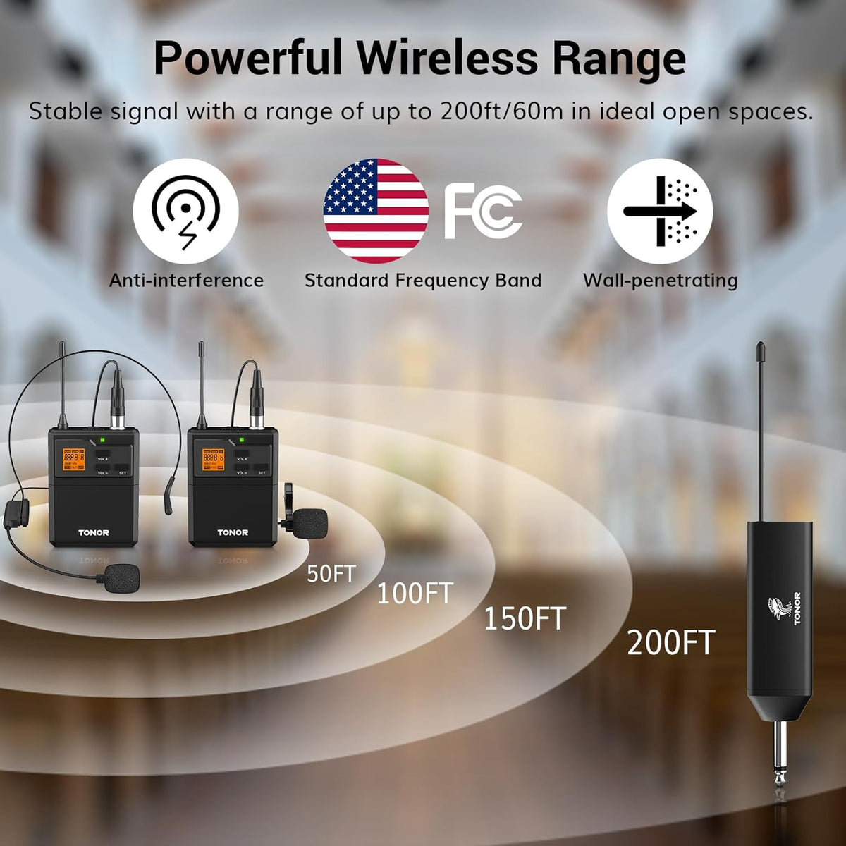 TONOR Sistema de micrófono inalámbrico UHF con micrófonos