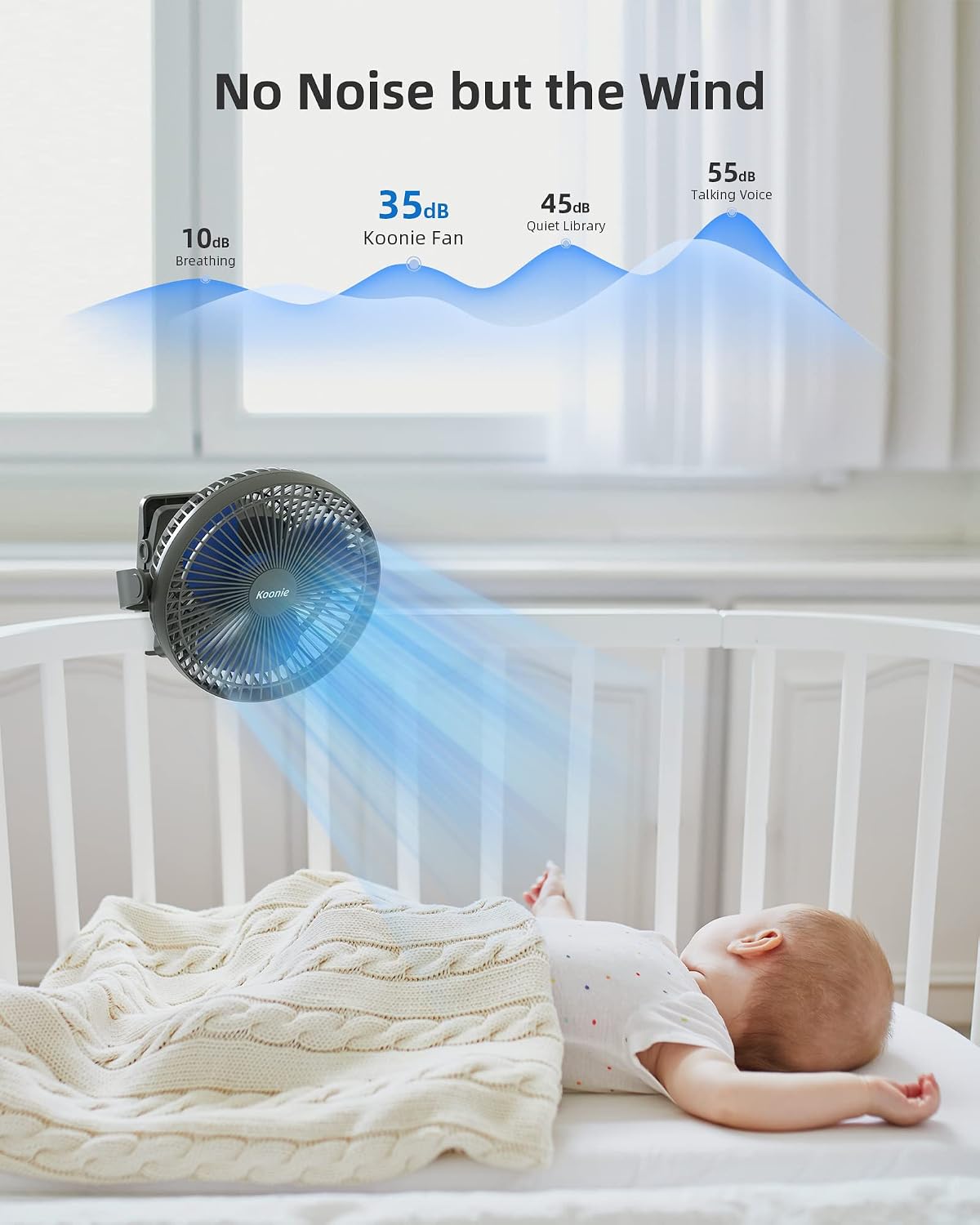 Koonie Ventilador con clip de 8 pulgadas, batería recargable de 10000 mAh