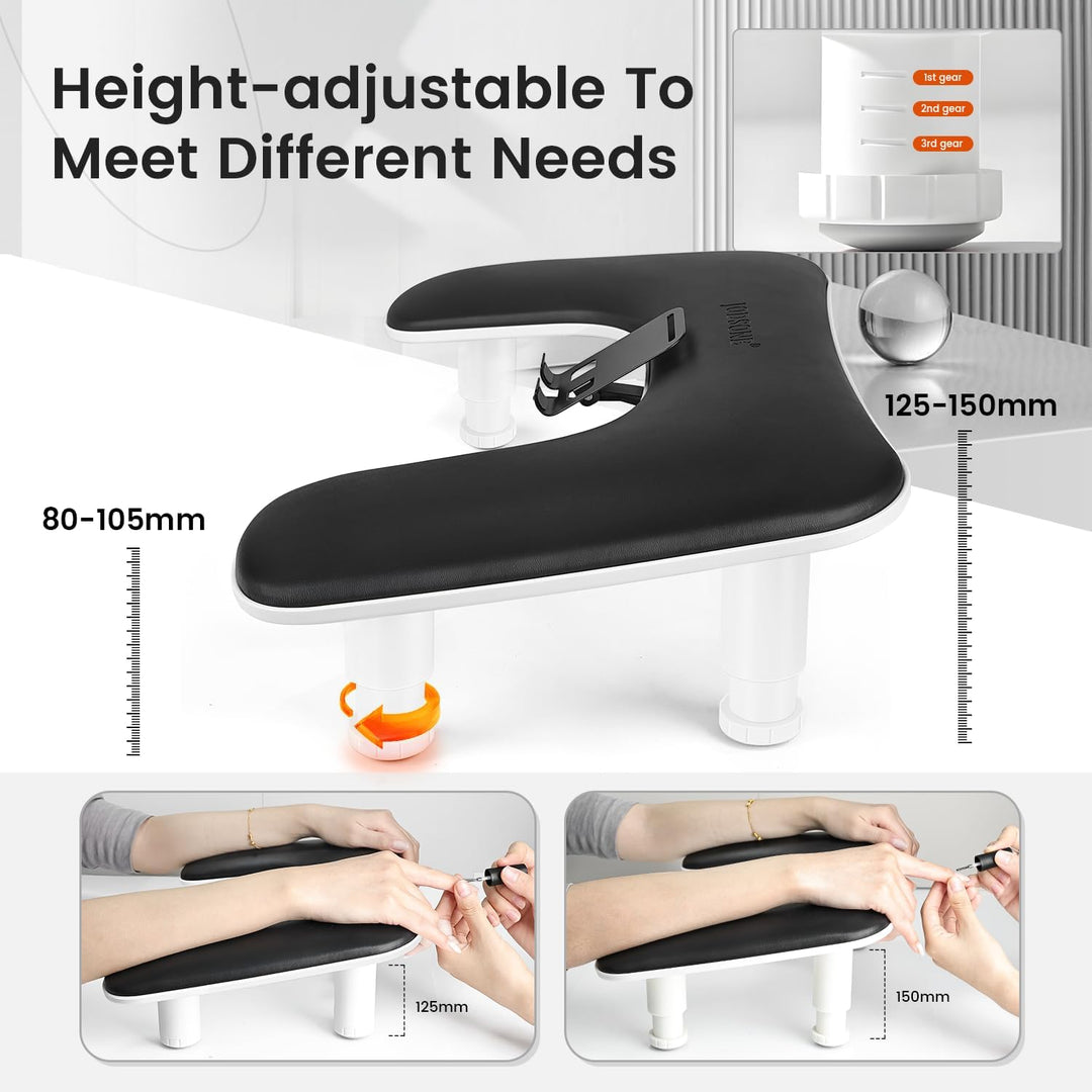 JODSONE Reposabrazos en forma de U negro para técnicos de uñas con...