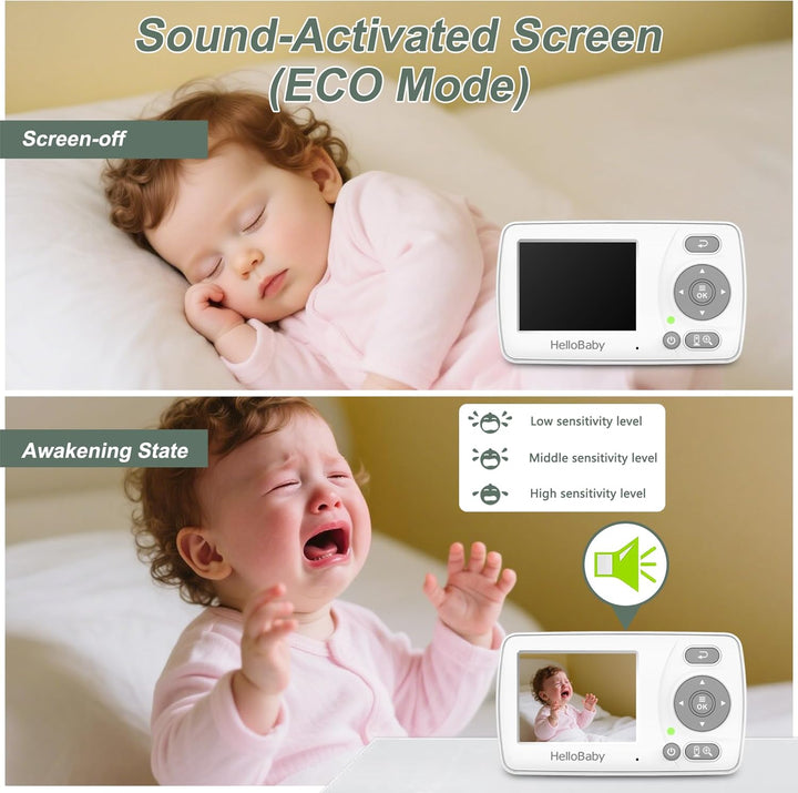 HelloBaby Monitor con 3 cámaras, pantalla de viaje portátil de 2.4...