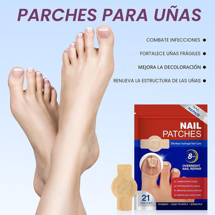 Parches de uñas: 21 parches de reparación extra fuertes para uñas d...