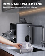 Silonn Nugget Ice Maker - Máquina de hielo triturado/guijarro de 44 libras/24 horas, tanque de agua frontal extraíble y cesta extraíble, acabado de acero inoxidable para cocina del hogar