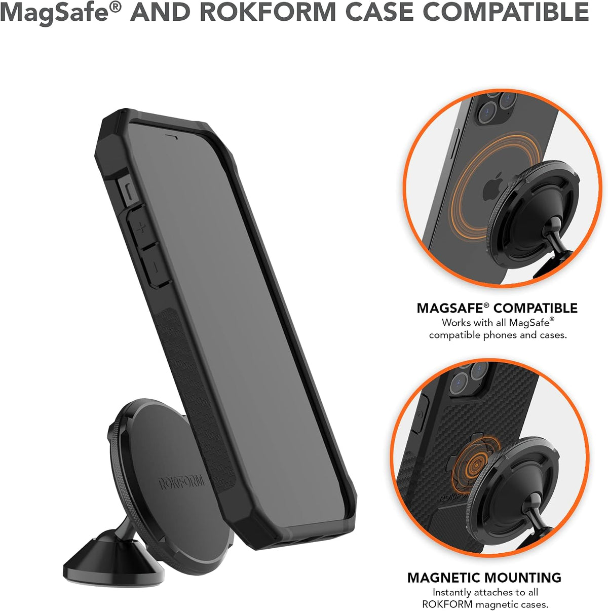 Rokform - Funda ultra resistente para Galaxy S24 + soporte de teléfono giratorio compatible con MagSafe para automóvil, camión o camioneta