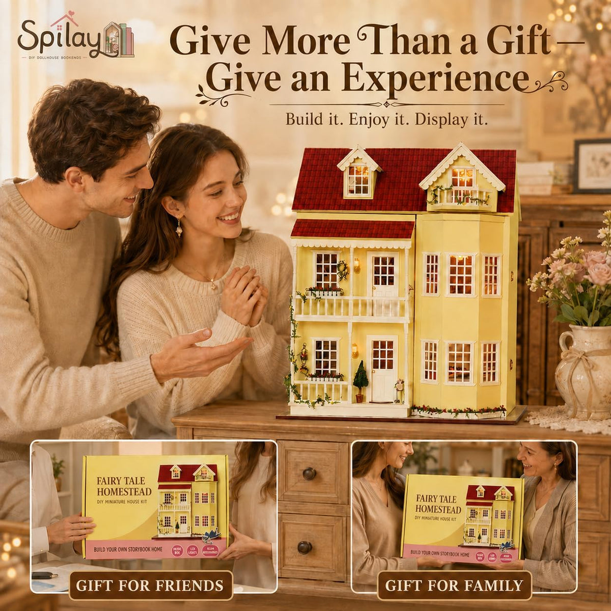 Spilay Kit de Casa en Miniatura DIY para Adultos, Kit de Construcción de Casa de Muñecas en Miniatura