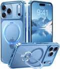 CASEKOO Funda azul glaciar brillante para iPhone 18 Pro, soporte magnético