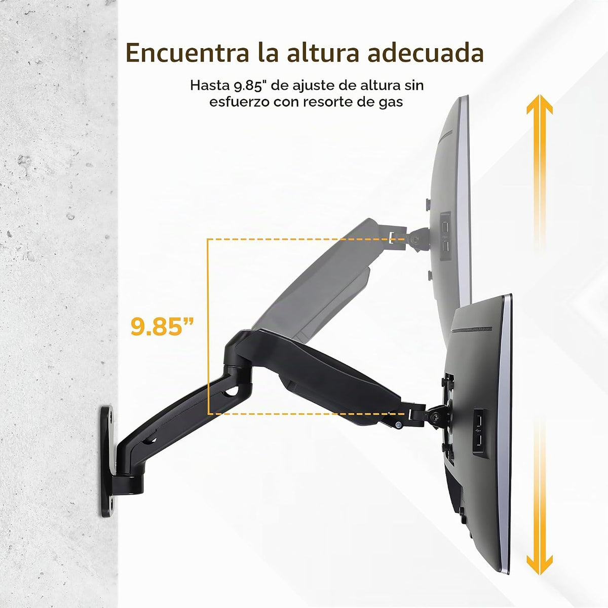 Mount-It! Brazo de montaje en pared para monitor, resorte de gas de movimiento completo, se adapta a pantallas de 13 a 32 pulgadas de hasta 14.3 libras, VESA 75 x 75 y 100 x 100, rotación giratoria inclinada, brazo de monitor de computadora montado en la