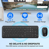 Combo de teclado y ratón inalámbricos, teclado ergonómico silencios...