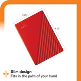 WD 2TB My Passport, Disco duro externo portátil, rojo, software de...