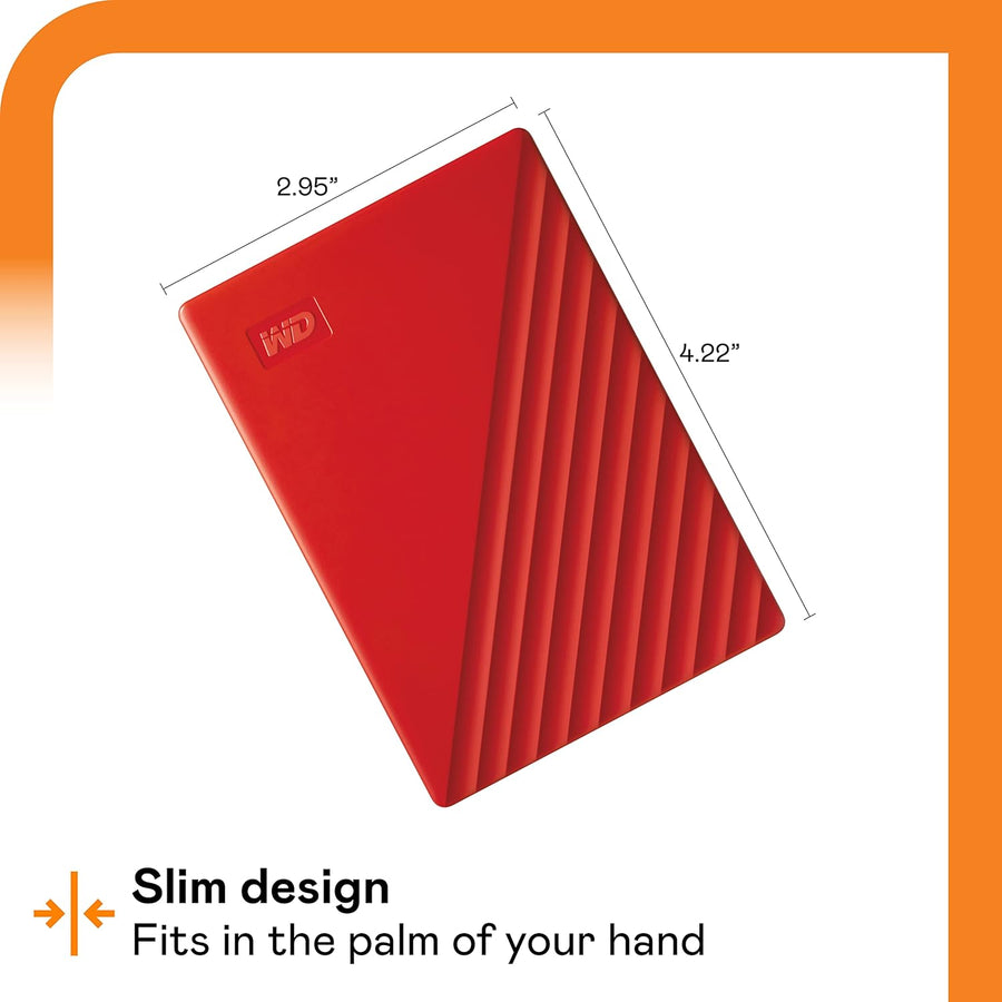 WD 1TB My Passport, Disco duro externo portátil, rojo, software de...