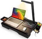 SAIJI Lap Desk con luz LED, bandeja portátil para laptop con cojín