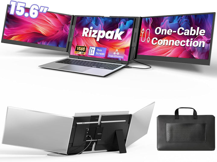 Rizpak - Extensor de pantalla para laptop, monitor portátil triple...