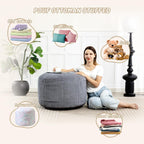 Puf otomano redondo de relleno (gris, 26 pulgadas de profundidad x