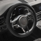 Funda para volante de gamuza con anillo interior de silicona mejorado, anticalor, transpirable, antideslizante, de cuero universal de 14.5 a 15 pulgadas (negro, sólido)