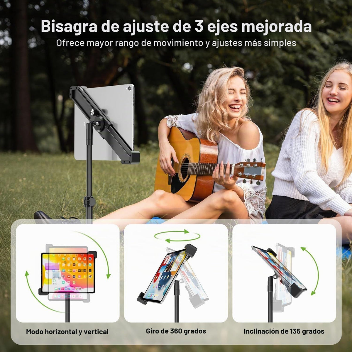 elitehood Soporte de trípode de aluminio para iPad, soporte de iPad