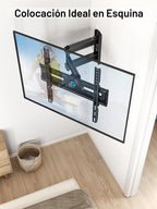 Pipishell Soporte de pared para TV de movimiento completo para la mayoría de televisores planos y curvos de 26 a 60 pulgadas de hasta 77 libras, altura de soporte ajustable, brazo articulado único,