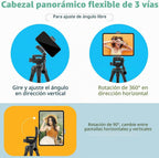 Aureday - Soporte para trípode de teléfono, trípode extensible de 64" para celular y cámara con control remoto inalámbrico y soporte para teléfono, trípode de aluminio para iPad para grabación de