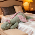 ARELUX - Lindo dragón grande de 50 pulgadas, suave peluche de pterosaurio verde matcha, almohada gigante de dinosaurio mullido con alas rosadas para amigos, miembros de la familia