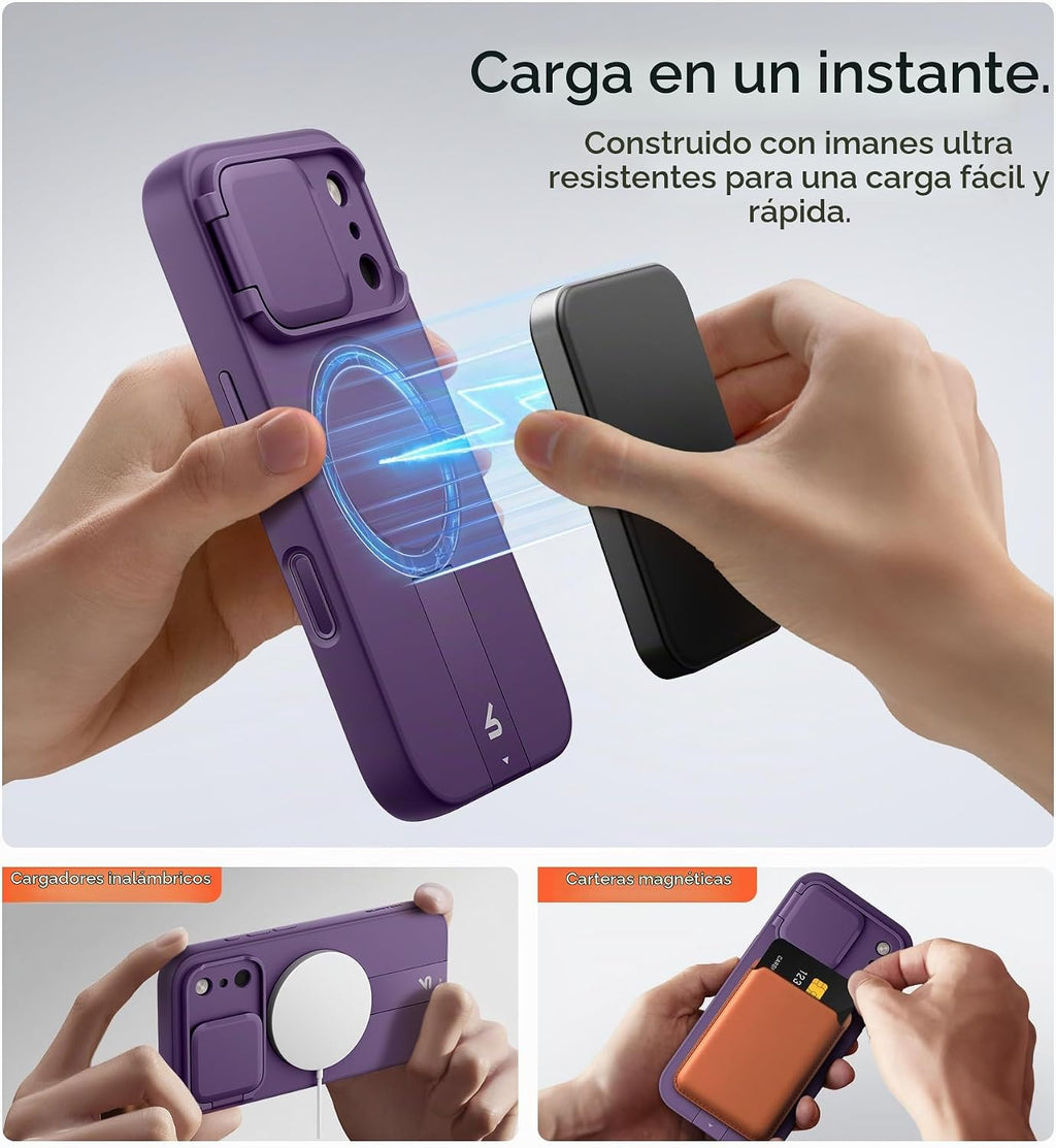 SURITCH para iPhone 18 Pro Case para MagSafe, Cobertura de cámara, Púrpura Oscuro