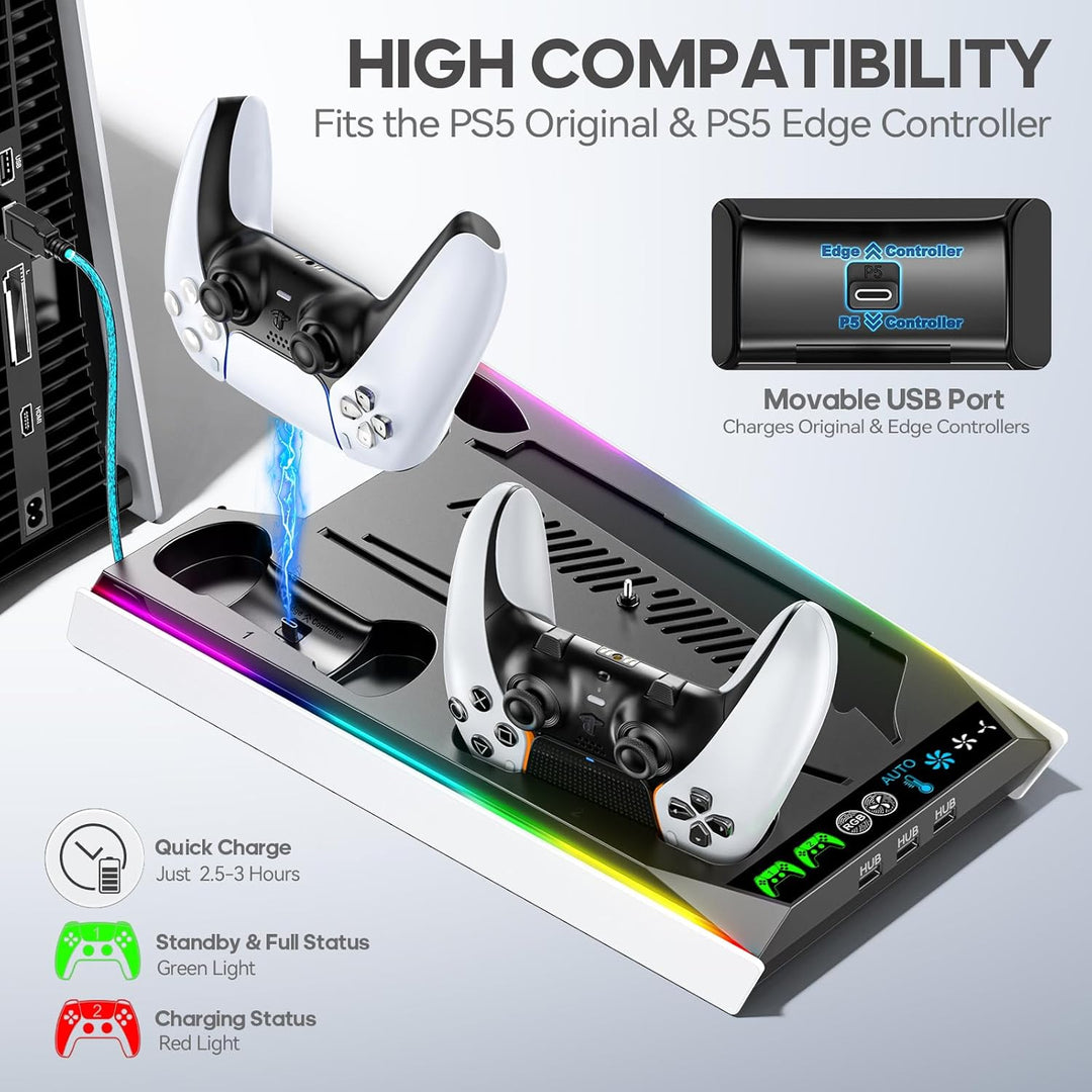 PS5\/Slim\/Pro Stand for Disc &amp; Digital Console, PS5 Cooling &a...
