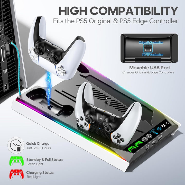 PS5\/Slim\/Pro Stand for Disc &amp; Digital Console, PS5 Cooling &a...