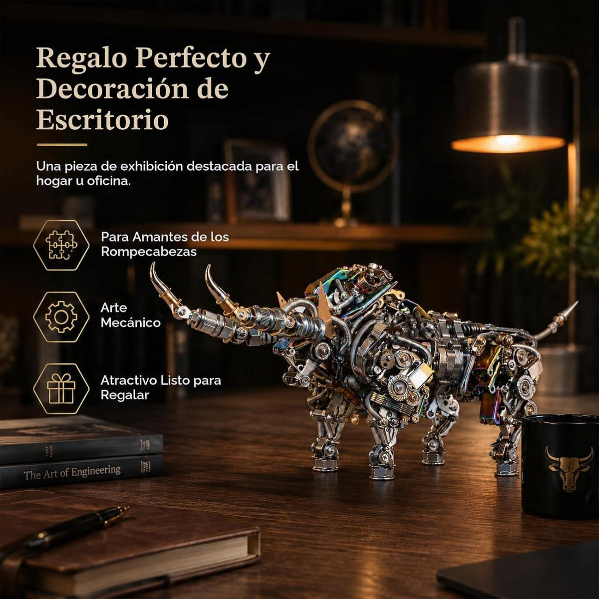 Rompecabezas de metal 3D para adultos, kits de modelo de bisonte, rompecabezas de metal 3D, toros mecánicos, bloques de construcción, montaje difícil de bricolaje, regalos de alta gama para hombres