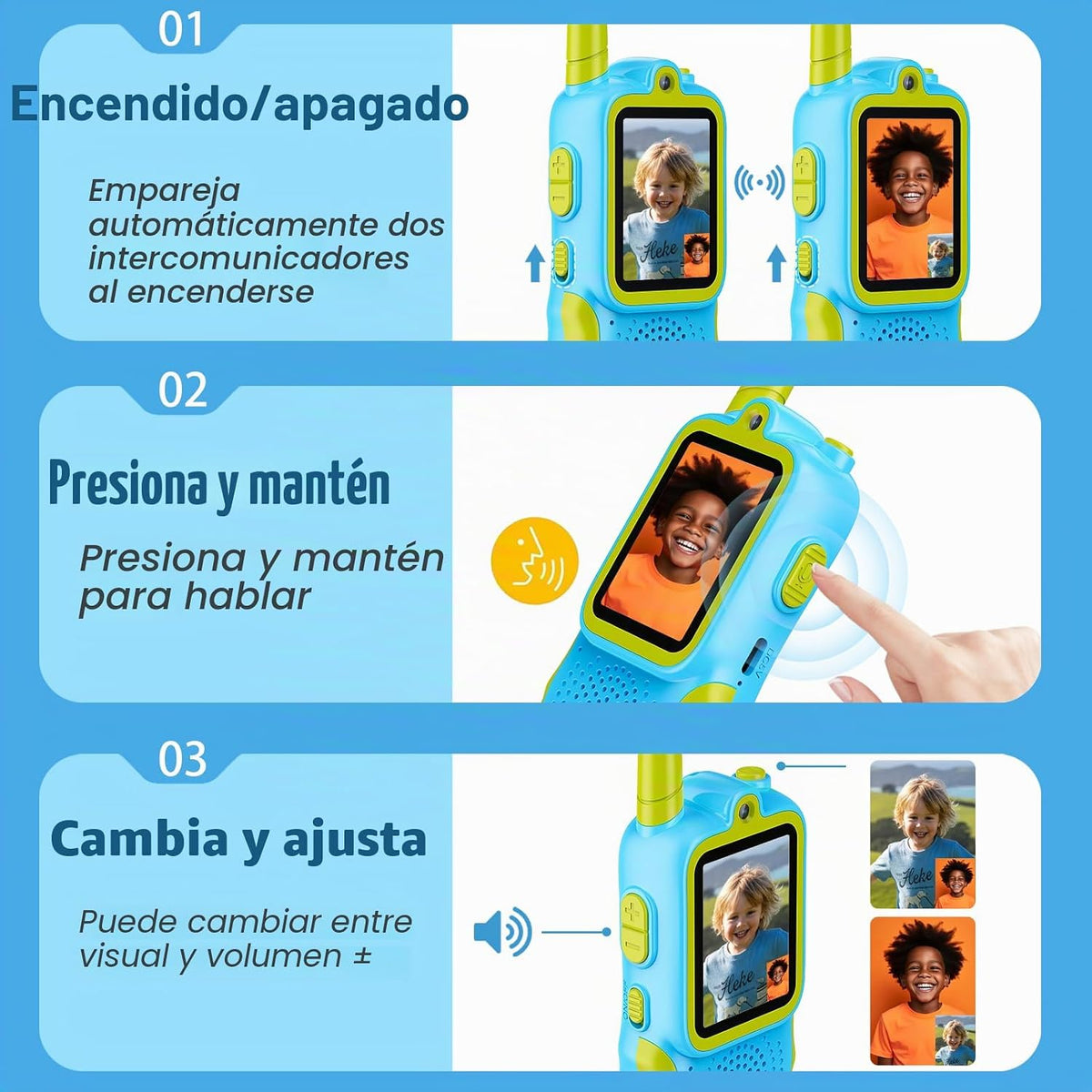 Startcan Walkie Talkies de video para niños, paquete de 2 juguetes recargables de videollamada, juguetes para interiores y exteriores, regalos de cumpleaños de Navidad para niños de 3 a 8 años en