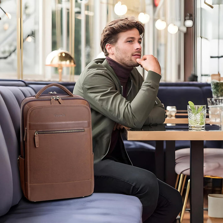 Tzowla Mochila de cuero para laptop, bolsa para hombres y mujeres,...