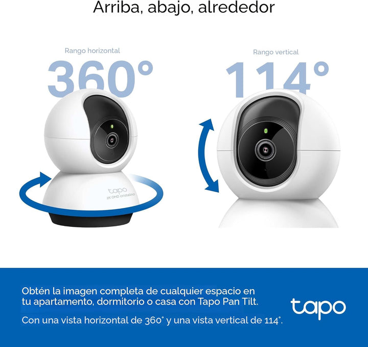 TP-Link Tapo - Cámara de seguridad Pan\/Tilt de 2K QHD para cámara...