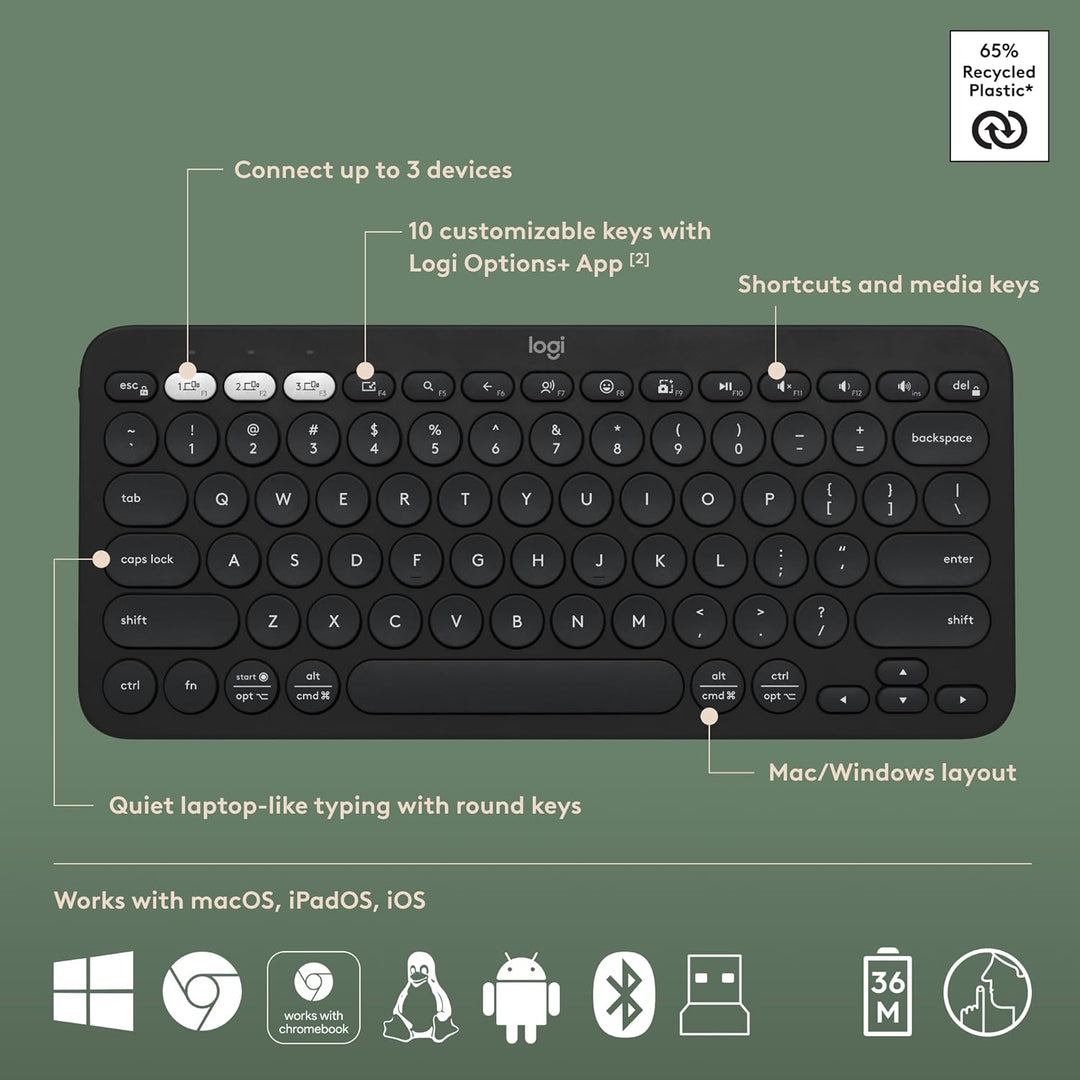 Logitech Pebble 2 Combo, teclado inalámbrico y mouse, silencioso y...