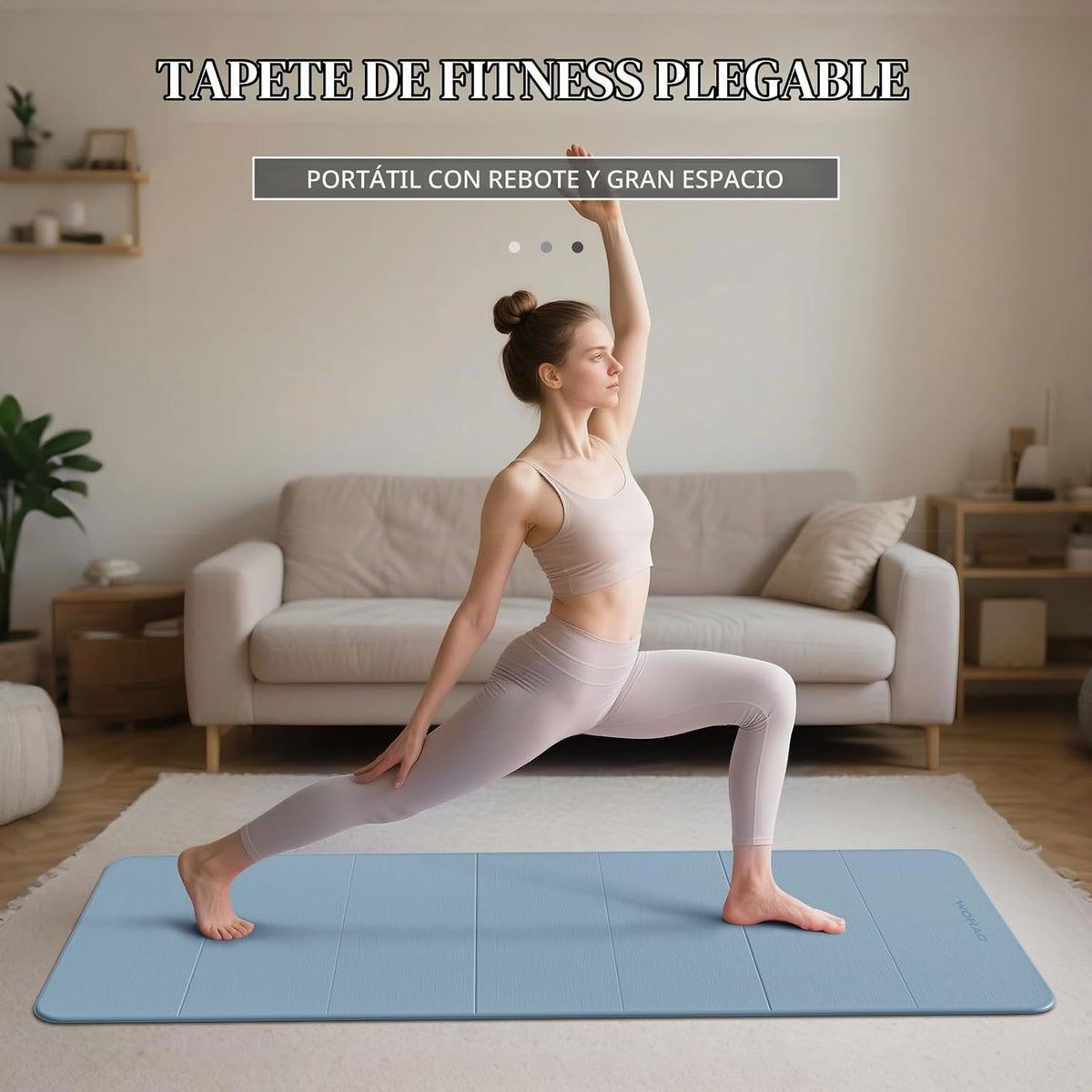 Estera de Yoga de 7 Pliegues 177.8x61 cm - 1.27 cm de Grosor Estera de Ejercicio Plegable, Compacta Antideslizante de TPE para Viaje, Almacenamiento, Yoga y Gimnasio en Casa, Ligera y Portátil