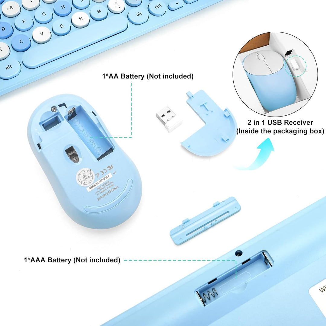 Combo de teclado y mouse inalámbricos, teclado retro de máquina de...