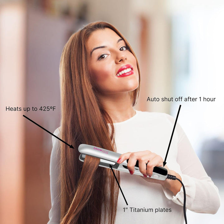 blowpro Plancha plana profesional de titanio, 1 pulgada, alisador d...