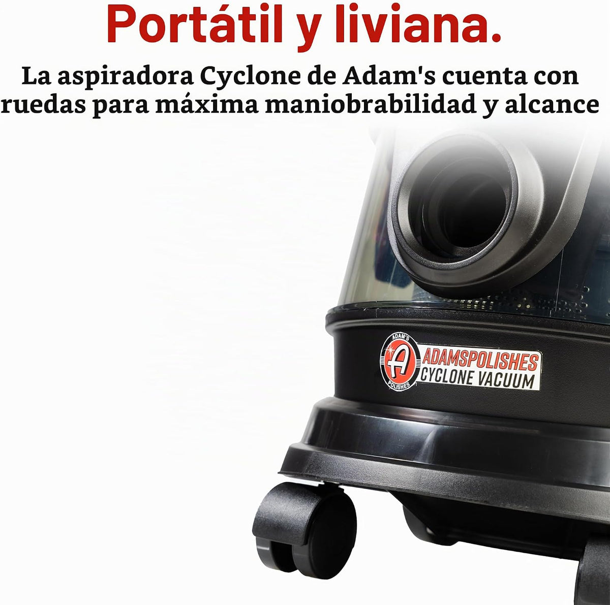 Adam's Polishes Aspiradora ciclónica de alta calidad para detalles de automóvil, para garaje, tienda, hogar, potente succión, ligera, portátil, resistente, 4 accesorios incluidos