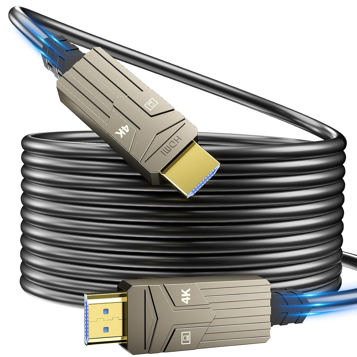 Cable HDMI de fibra óptica de 100 pies, 18 Gbps 4K @60 Hz (4:4: 4) cable unidireccional activo 2.0, compatible con HDR10 ARC HDCP 2.2 3D CEC Atmos DTS: X, ultra alta velocidad flexible y delgado (98.4 ft)