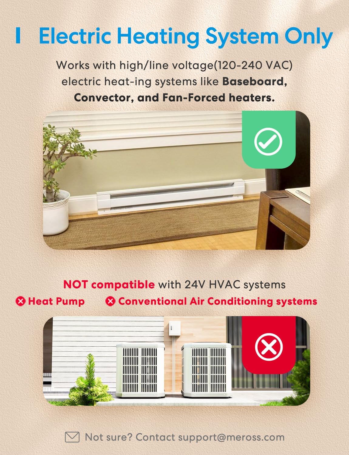 meross Matter Smart Thermostat para calefactores eléctricos de baseboard