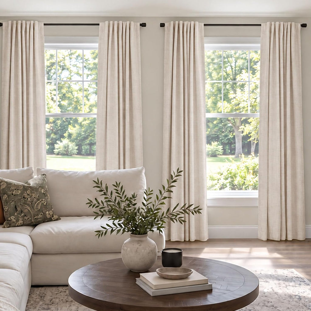 INOVADAY - Cortinas opacas de lino para dormitorio, sala de estar