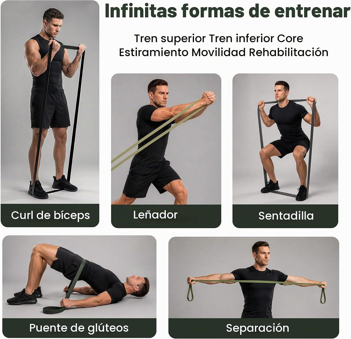 Juego de bandas de resistencia de salvación para gimnasio, 5 bandas de asistencia y entrenamiento de fuerza, bucles duraderos de levantamiento de potencia y entrenamiento con bolsa de transporte