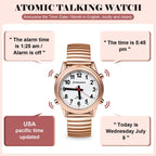 Hearkent El reloj parlante inglés americano atómico habla hora clara y fuerte, la banda elástica de fecha y hora de alarma es el mejor regalo para personas mayores, con discapacidad visual o personas