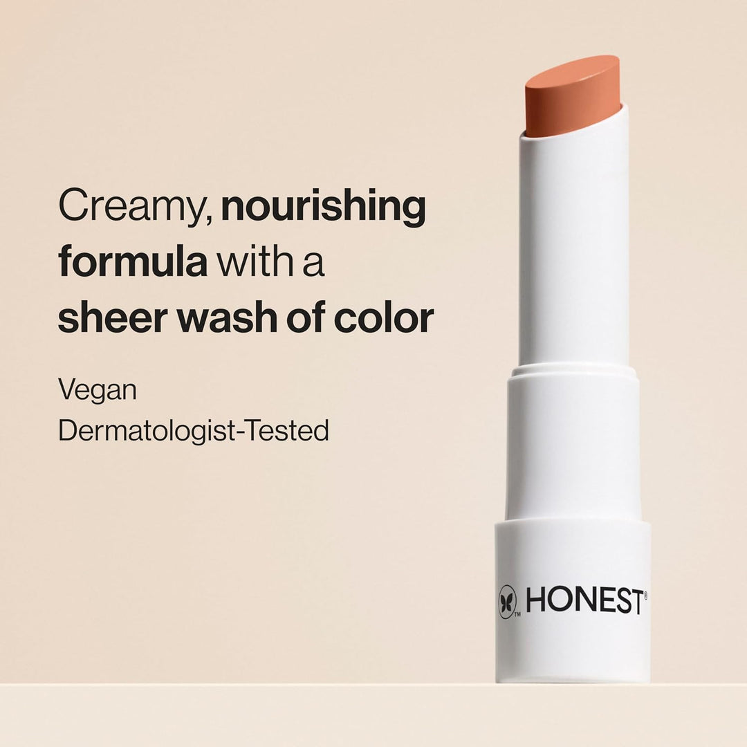 Honest Beauty Bálsamo labial hidratante vegano con color, rico en a...