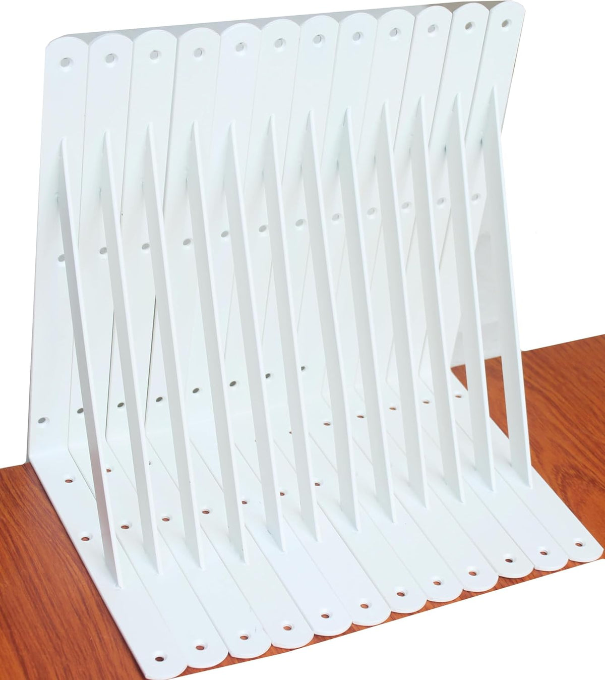 Paquete de 12 soportes de estante resistentes de 12 pulgadas de largo x 8 pulgadas de alto con tornillos, soportes de metal para estantes, soportes angulares para estantes, soportes en L, estantes flotantes resistentes
