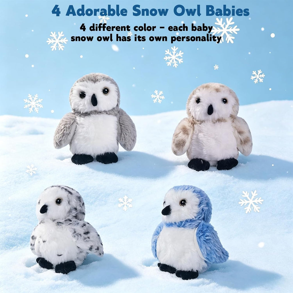 Juego de 5 piezas de animales de peluche de búho nevado, juguete de peluche
