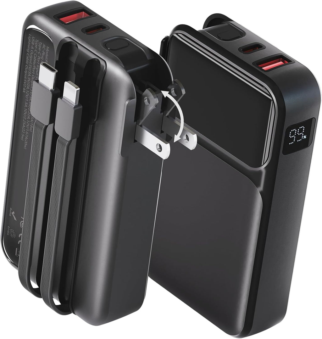 Cargador portátil con enchufe de pared, banco de energía de 38800 mAh, Negro