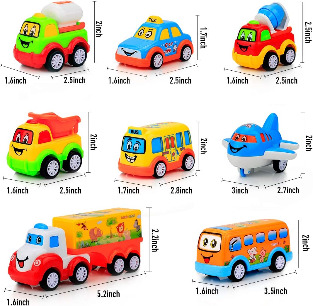 Forty4 Paquete de 9 autos de juguetes para niños y niñas de 2, 3, 4...