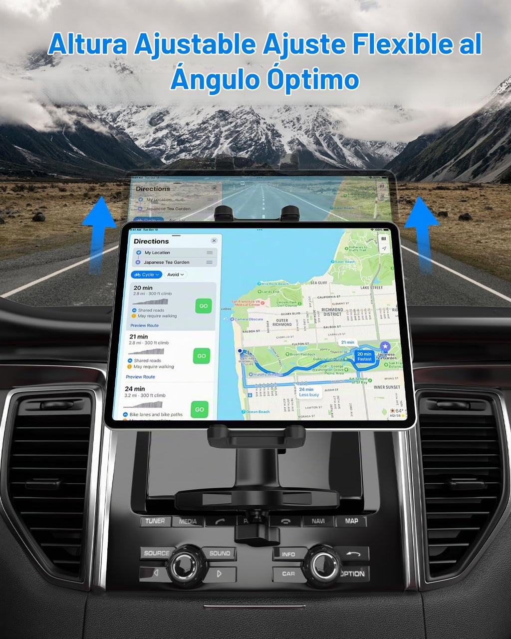 Soporte para tablet de automóvil, ranura para CD, brazo ajustable en altura, soporte para tableta para reproductor de CD de automóvil, abrazadera universal de CD para iPad Pro Air Mini, Galaxy Tabs/Z Fold/Z Flip, iPhone, más dispositivos de 4-12.9
