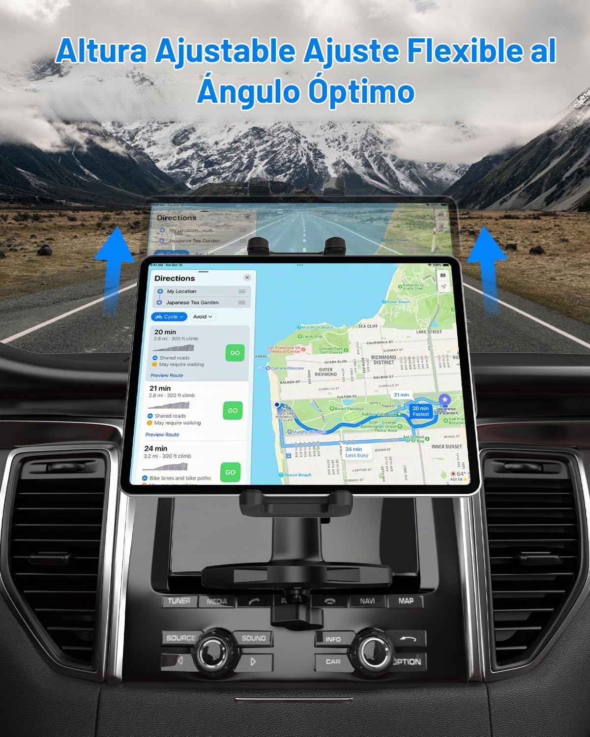 Soporte para tablet de automóvil, ranura para CD, brazo ajustable en altura, soporte para tableta para reproductor de CD de automóvil, abrazadera universal de CD para iPad Pro Air Mini, Galaxy Tabs/Z Fold/Z Flip, iPhone, más dispositivos de 4-12.9