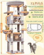 Taoqimiao Árbol para gatos resistente, torre de gato resistente de 73